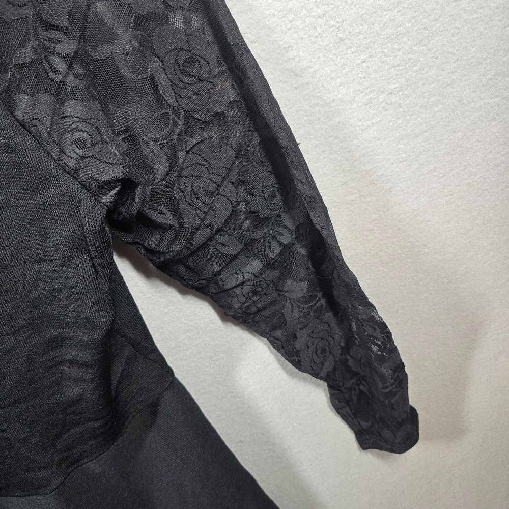 Lane Bryant Shirt Womens Size 18/20 Black Lace Sleeves Top Blouse Peplum - Picture 5 of 10